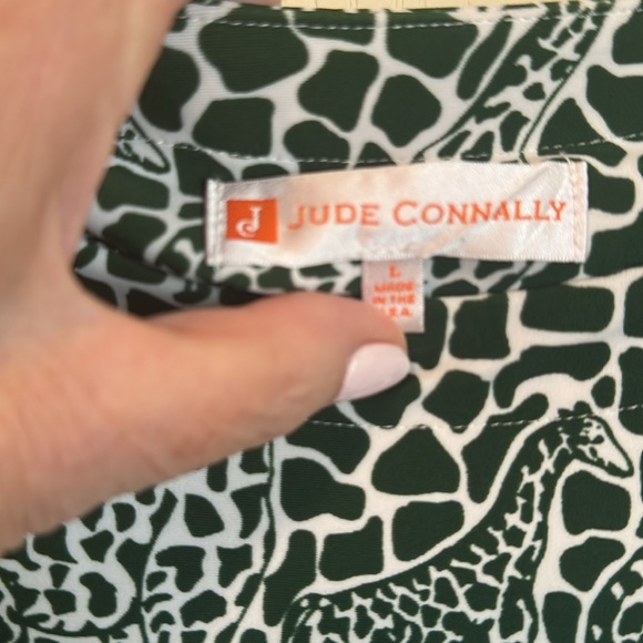 Jude Connally dark green and cream GraphicGiraffeMidi Dress, Ella style , large - Picture 4 of 16